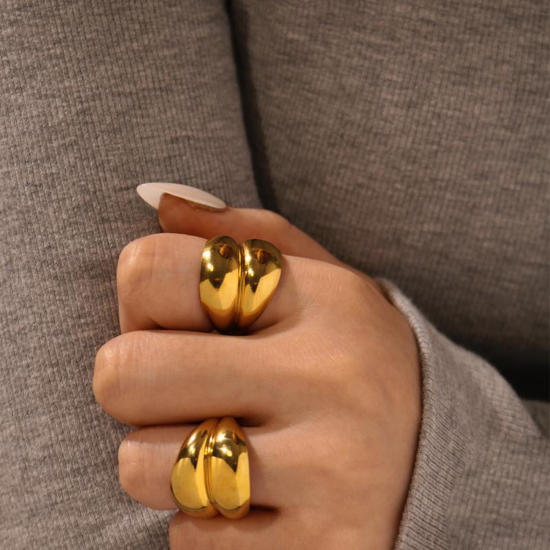 2 PCS Minimalist Wide Band Rings, Metal Geometric Open Ring, Adjustable Size For Women's Daily Wear