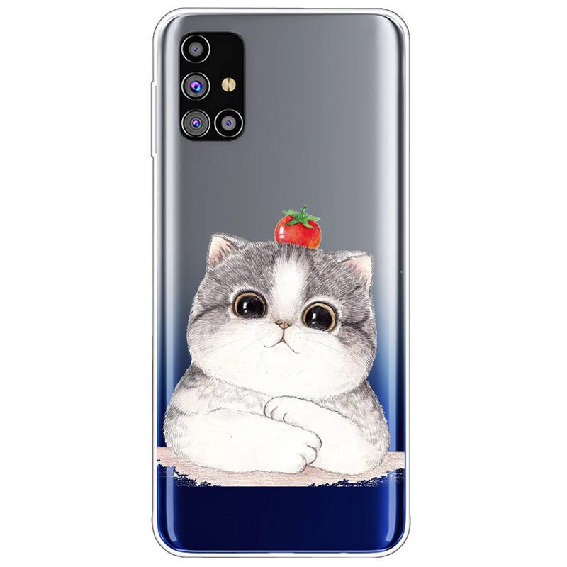 Clear Soft Cover for Samsung A31 A41 A51 A71 Case TPU Transparent Lovely Fashion Cases for Galaxy A71 Silicone Bumper Cat