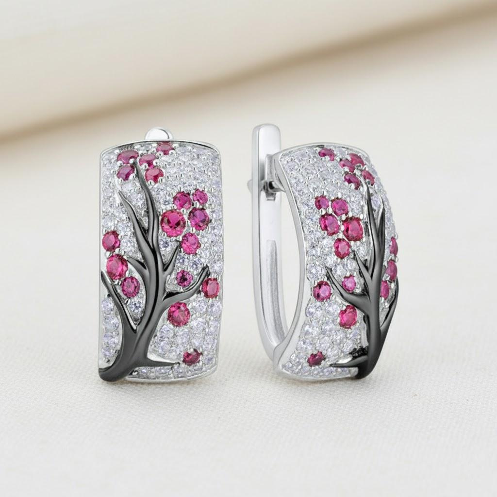 

Blossom Twist Twig Earrings Cubic Zirconia Stud Earrings Fashion Jewelry for Women Girls Dainty Floral Drop Earrings Gift 1 Pair червоний