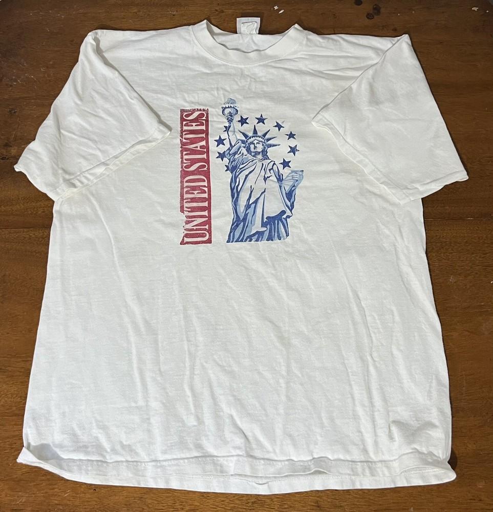 Vintage Pluma Heavyweight Cotton United States Graphic White T-Shirt Large 90s Unisex T-Shirt XL 1990₽