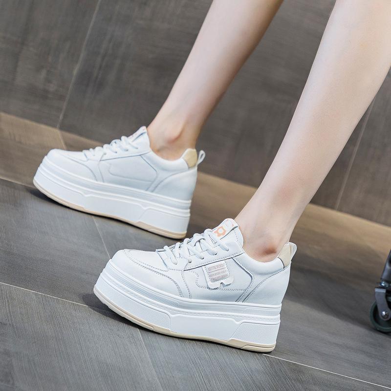 Autumn and winter women's shoes new muffin thick-soled white shoes casual and thin inner height increase small versatile single shoes