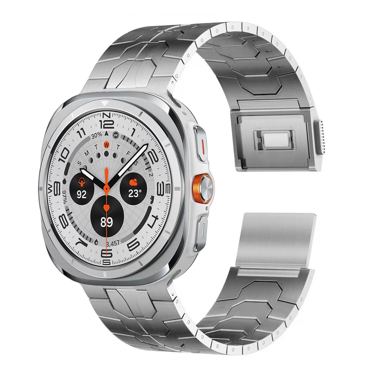 

Magnetic clasp Strap for Samsung Galaxy Watch 7 Ultra 47mm Stainless steel Wristband for Samsung Watch 7 Ultra 47mm Metal Strap watch7 ultra срібний