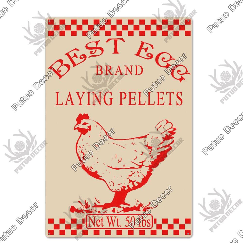 Putuo Decor Huhn Blechschild Vintage Metallschild Plakette Metall Vintage Bauernhaus Wanddeko Hahn Retro Metallschilder