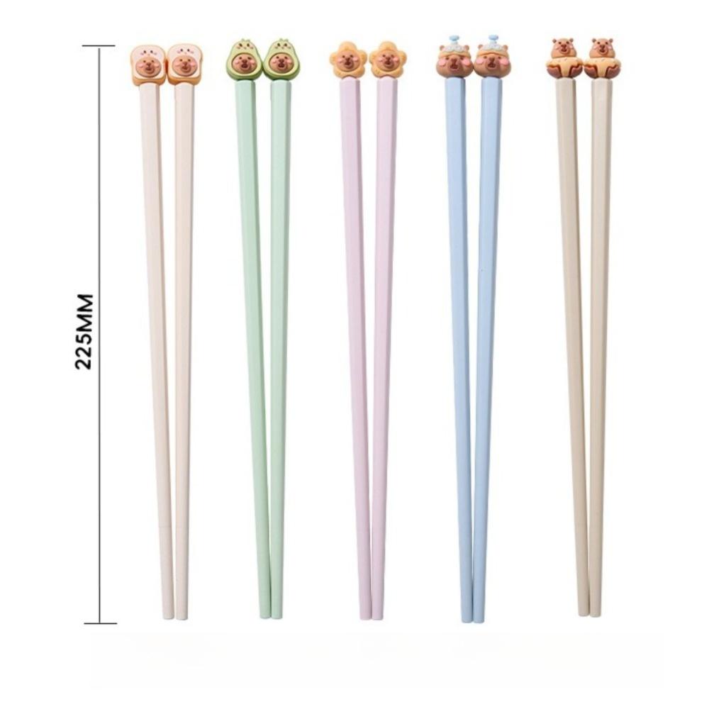 1/5 Pairs Easy To Use Chopsticks Anti-Slip Food Clip Cartoon Capybara Chopsticks  Kids Supply