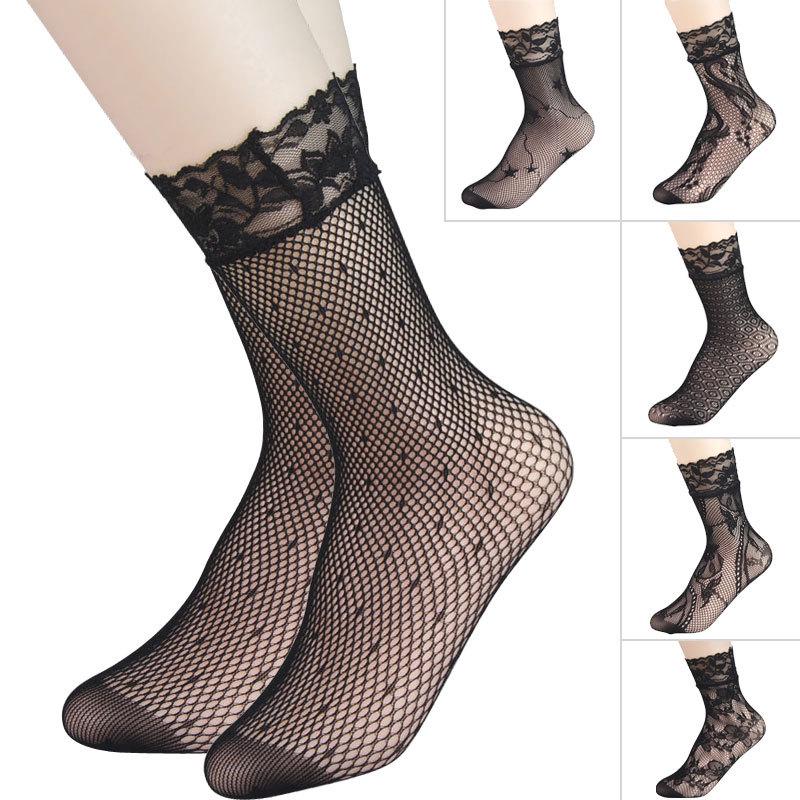 Calzini Sexy Neri a Rete per Caviglia da Donna – Stile Retro Harajuku, Sottili Estivi