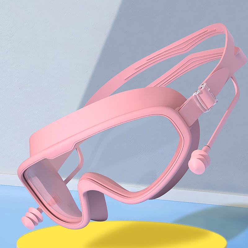 Adult Anti Fog Swimming Goggles with Earplugs Wide View Big Frame Diving Swim Glasses Professional Eyewear for Swimming Pool