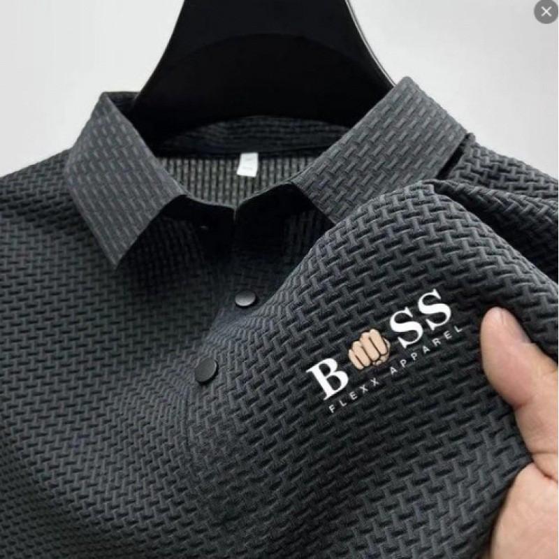 Mens Business Casual Polo Shirt Short Sleeve Solid Color Slim Fit Daily Wear