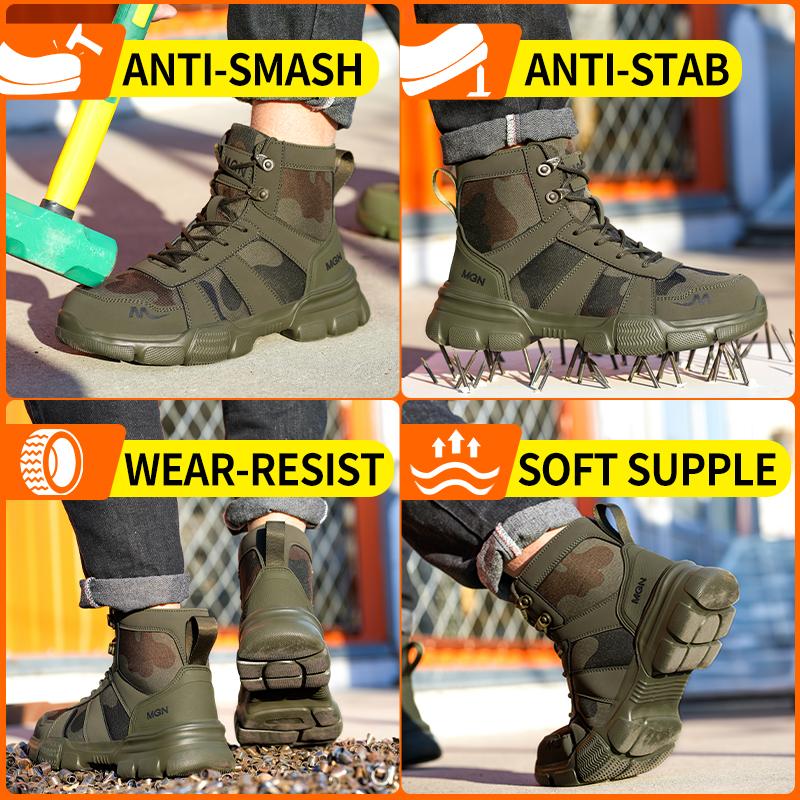Safety Shoes for Men Puncture-Proof Anti-Smashing Industrial Work Boots Indestructible Steel Toe Boots Outdoor Forging Workshop
