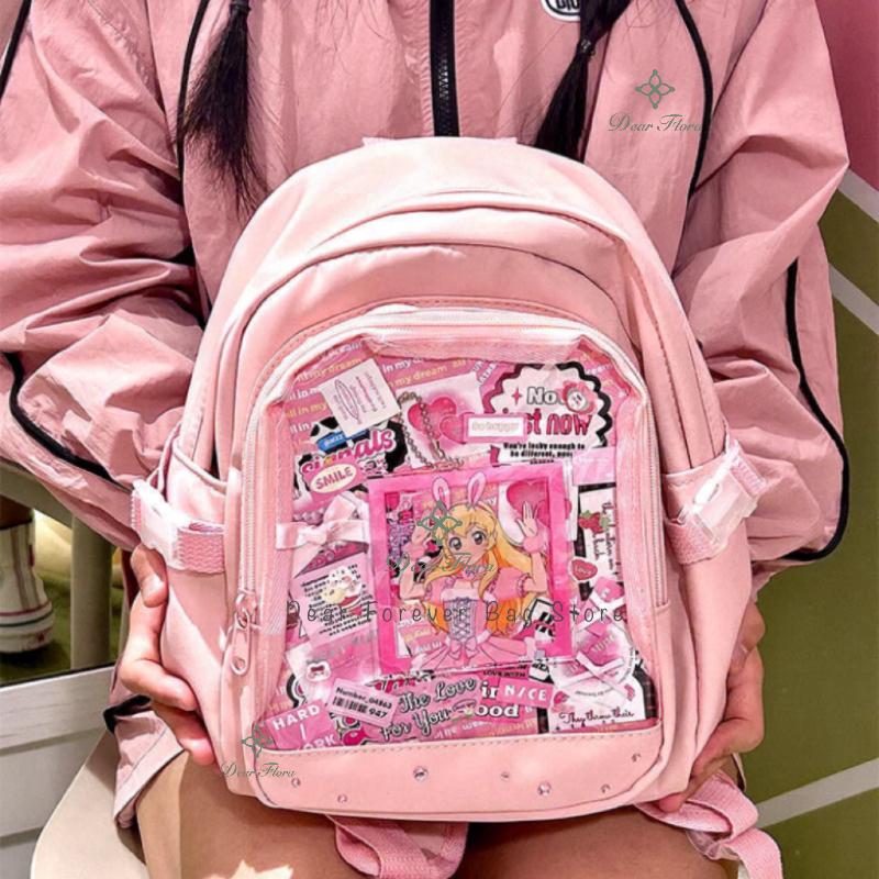 Y2K Søt Mini Ryggsekk Dame Kawaii Ita-veske Søt Jente Gjennomsiktig Ryggsekk DIY Personlighetsvisning Sekk Lolita Skulderveske
