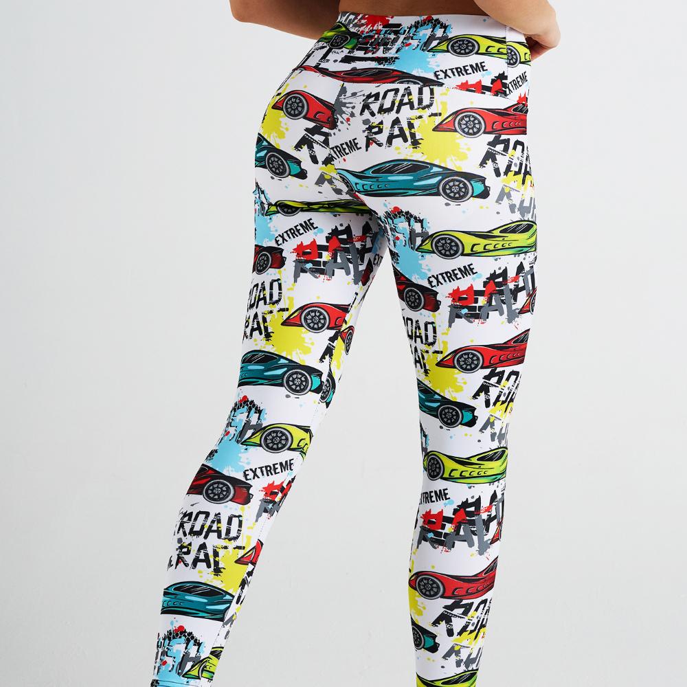 

Новые штаны для фитнеса с принтом граффити на автомобилях, штаны для йоги, женские обтягивающие спортивные штаны с высокой талией для йоги S