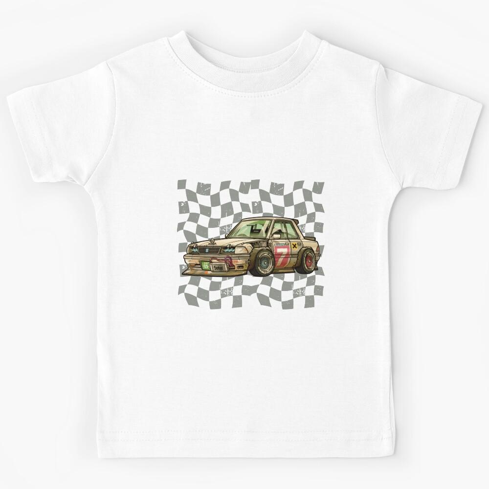 Retro JDM Drift Car Illustration — Vintage Style Japanese Racing Art Kids T-Shirt 120