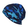 Blue Camouflage Pattern Beanie Hat Women Men Warm Bonnet Cap Adults Knitted Hat Headwear Vintage Street Skullies Beanies
