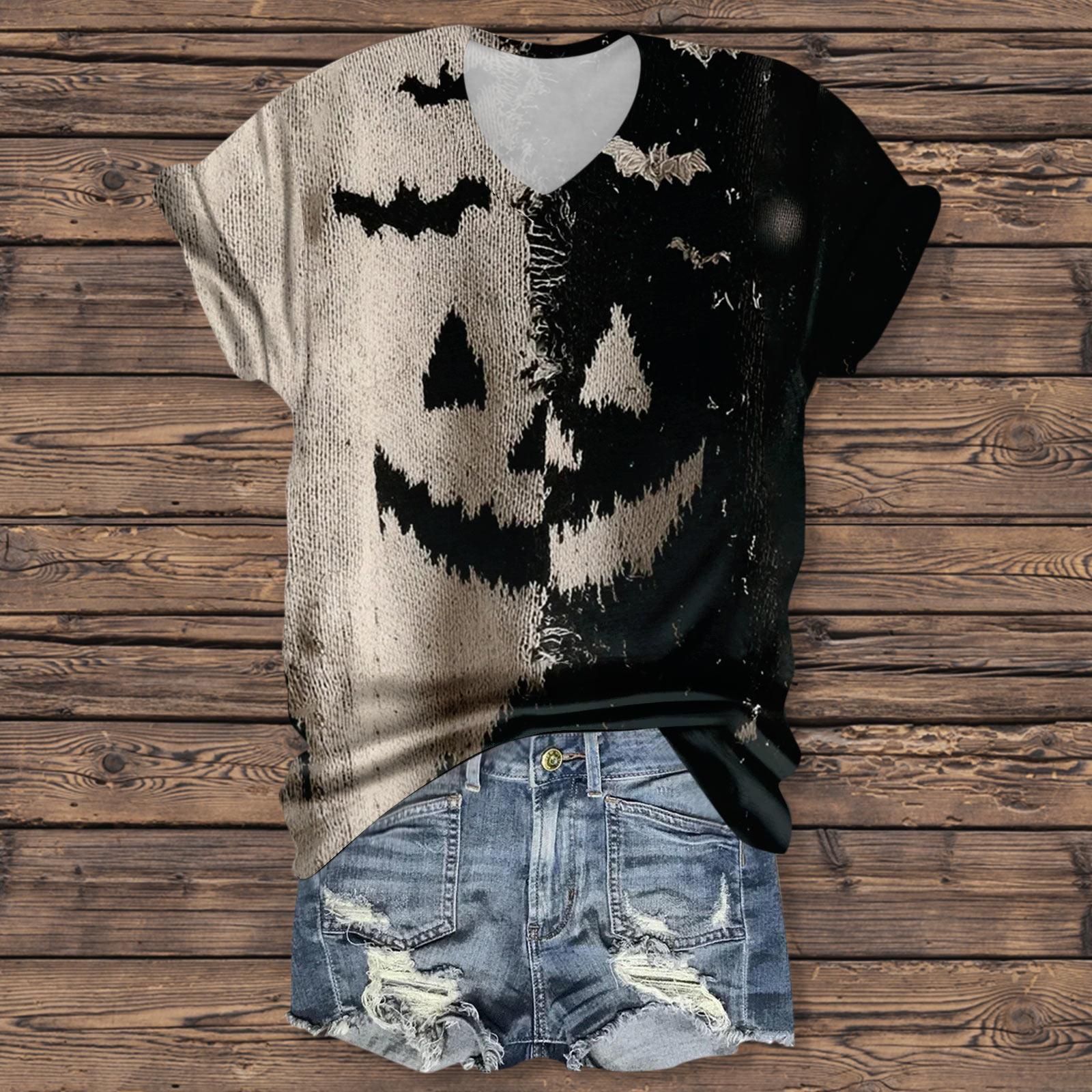 

Женская мода повседневная рубашка с рукавом три четверти и принтом букв на Хэллоуин S