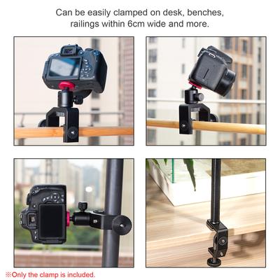 Grampo C Universal Multifuncional de Liga de Alumínio com Parafuso de 1/4 de Polegada para Câmera, Microfone, Luz de Vídeo