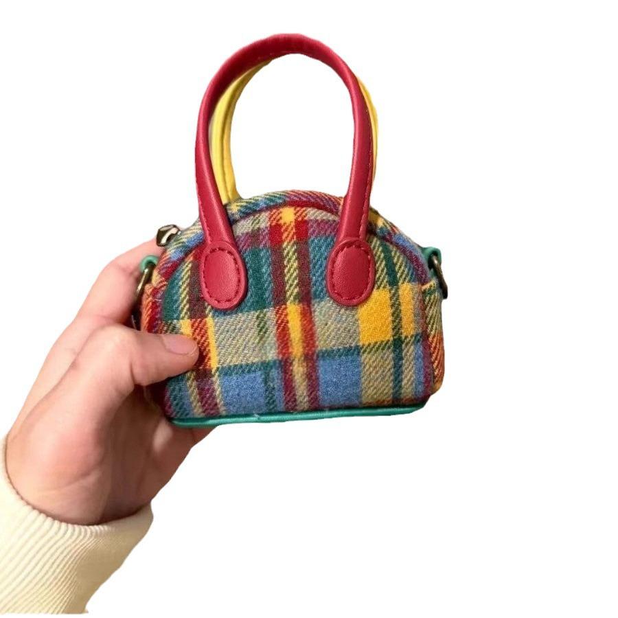 Autumn And Winter Niche Design Retro Change Bag Plaid Portable Earphone Bag Handbag Messenger Bag Versatile