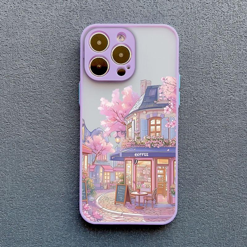 Bländande Anime Gatumotiv Scenari Telefonfodral för IPhone 13 12 11 Pro Max Mini 16 15 14 Max Plus 7 8 Plus SE2 X XR X Baksideskydd
