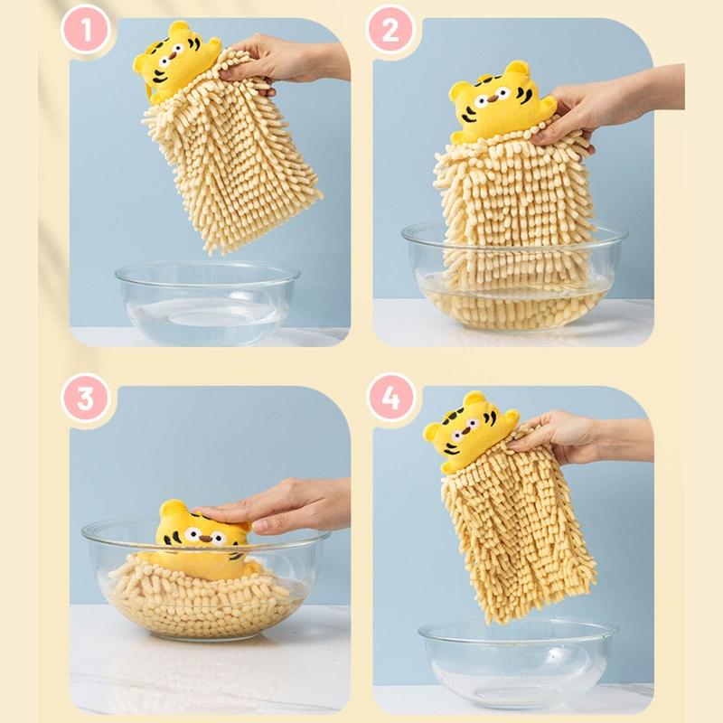 Prosop de Mână Chenille Agățat Prosop de Spălat Drăguț Animal de Pluș de Desene Animate Absorbent Gros Bucătărie Baie Pânză de Șters Microfibră