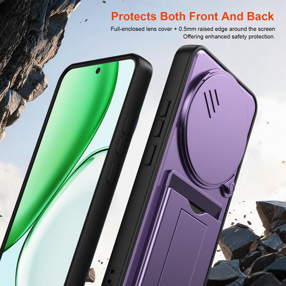 KEYSION Card Slot Holder Bag Phone Case for HONOR X9d 5G Slide Camera Protection Kickstand Shockproof Cover for Magic 8 Lite 5G