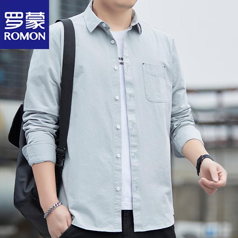 ROMON Men's Spring/Autumn Casual Cotton Shirt Jacket
