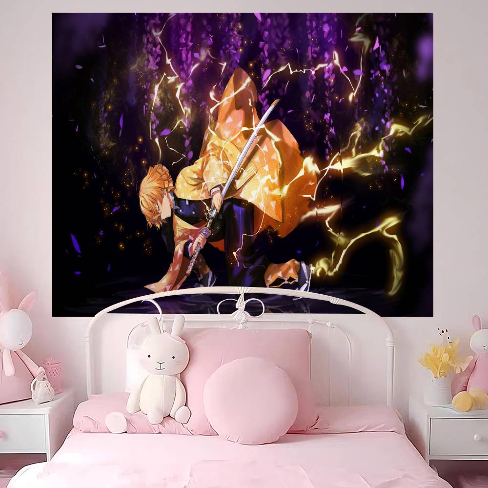 Anime Demon Slayer Kochou Shinobu Cartoon Tapestry Wall Hanging Decoration Household Home Decor