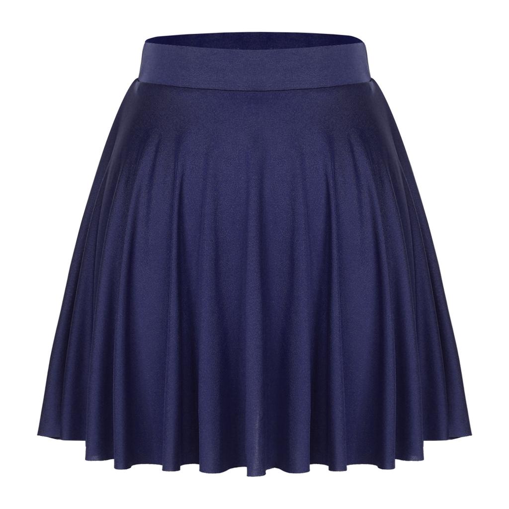 Falda de Color Sólido con Volantes para Mujer: Falda Acampanada Casual con Cintura Elástica para Ropa de Estar en Casa Ropa Deportiva