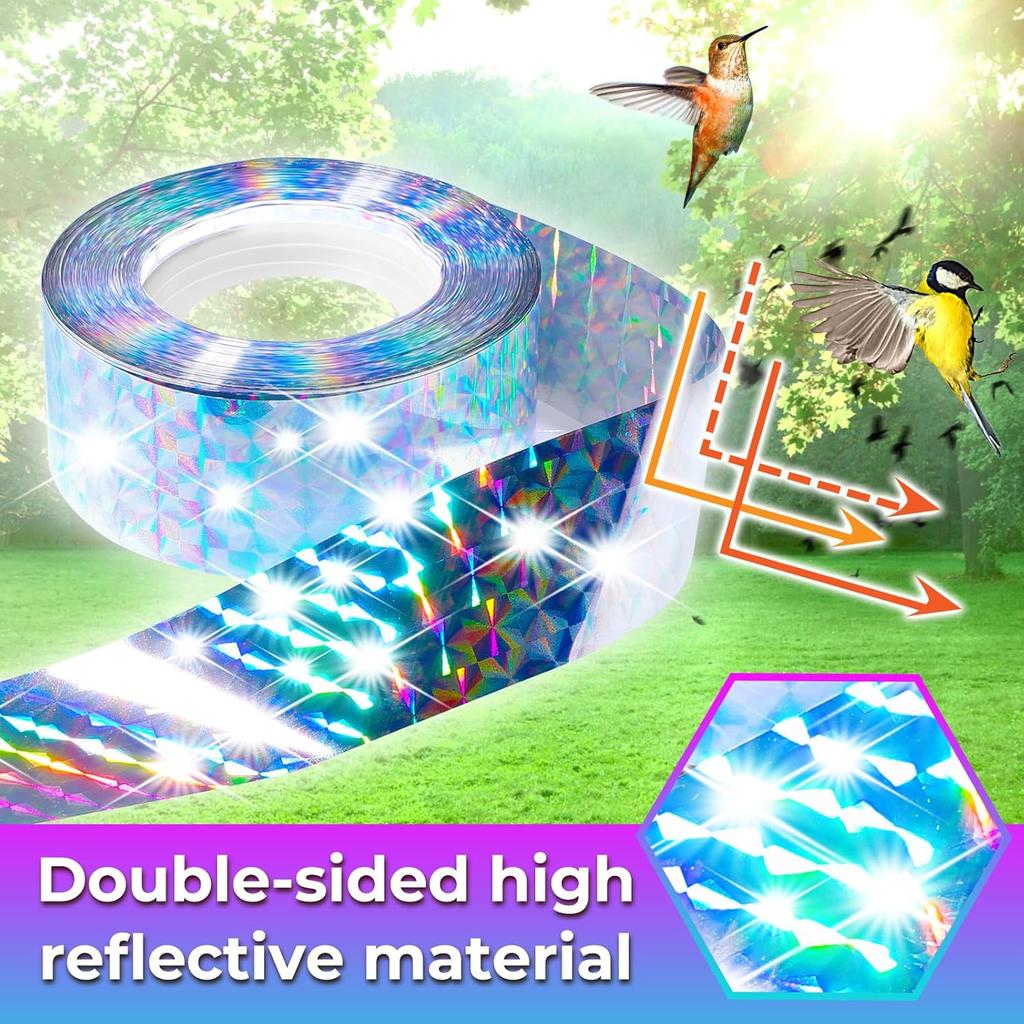Reflective Bird Repellent Scare Tape Garden Protection Double Sided Flashing Physical Deterrent Pigeons Crow Duck Bird Ribbon