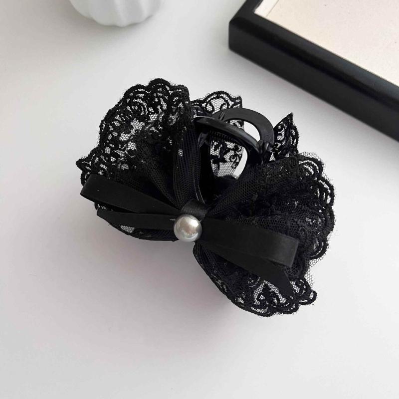 

Французская супер фея кружево бант заколка для волос женская заколка для хвостика головной убор аксессуары для волос чёрный
