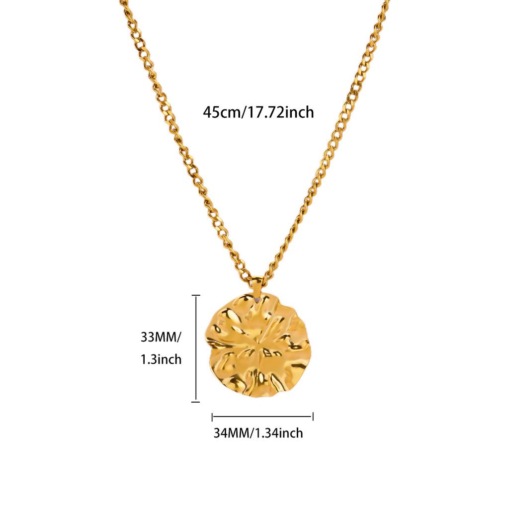 Stainless Steel Geometric Pleated Necklace For Women Gold Plated Irregular Pendant Necklace Wedding Waterproof Jewelry Gift