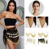 Accessoires de Danse du Ventre pour Femmes Comprenant des Pièces d'Or Foulard de Hanches Coiffe Collier Bracelets et Boucles d'Oreilles Pendantes