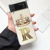 Diamond Crown Letter 26 Letters Phone Case For Samsung Z Flip 3 4 5 6 fold High Hard PC For Galaxy Z Flip 3 5 6 Clear Cover