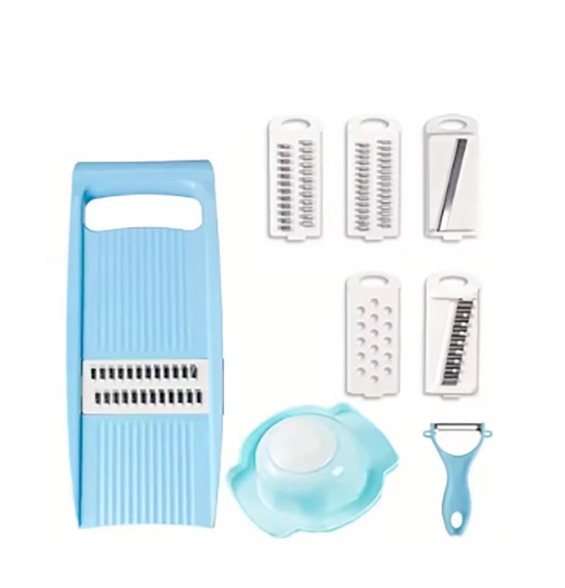 

Мандолина-слайсер 8 в 1 для кухни, овощерезка, мультилезвие, слайсер для картофельных чипсов, овощерезка, овощерезка, терка для жульена 8 IN 1 синий