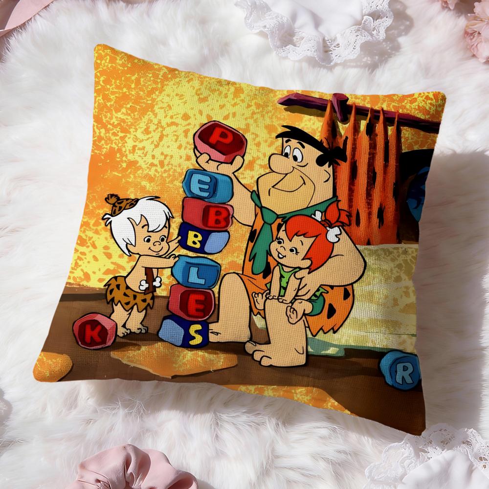 Cartoon F-Flintstones Kussenhoes Premium Comfort Omkeerbare Kussenhoes - Twee-in-één Ontwerp voor Elke Kamer & Auto-interieur