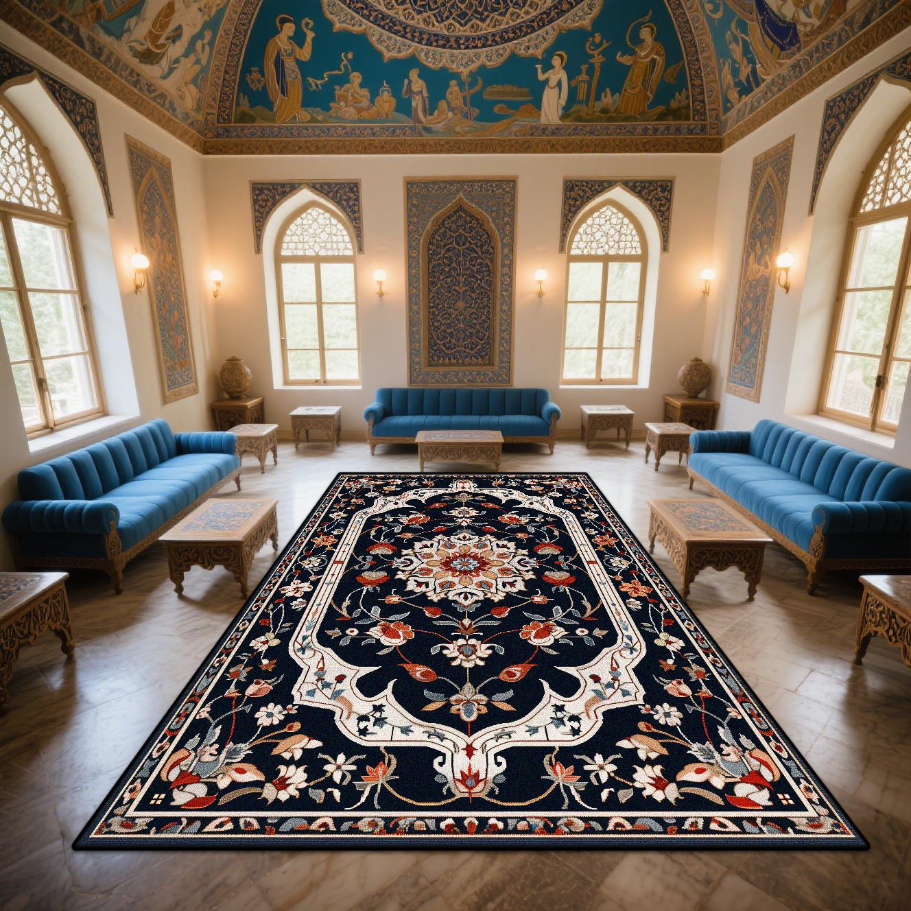 

New Persian Luxury Carpet for Living Room Large Area Boho Decoration Sofa Non-slip Rug Bedroom Fluffy Soft Foot Mat Customizable 60*90cm