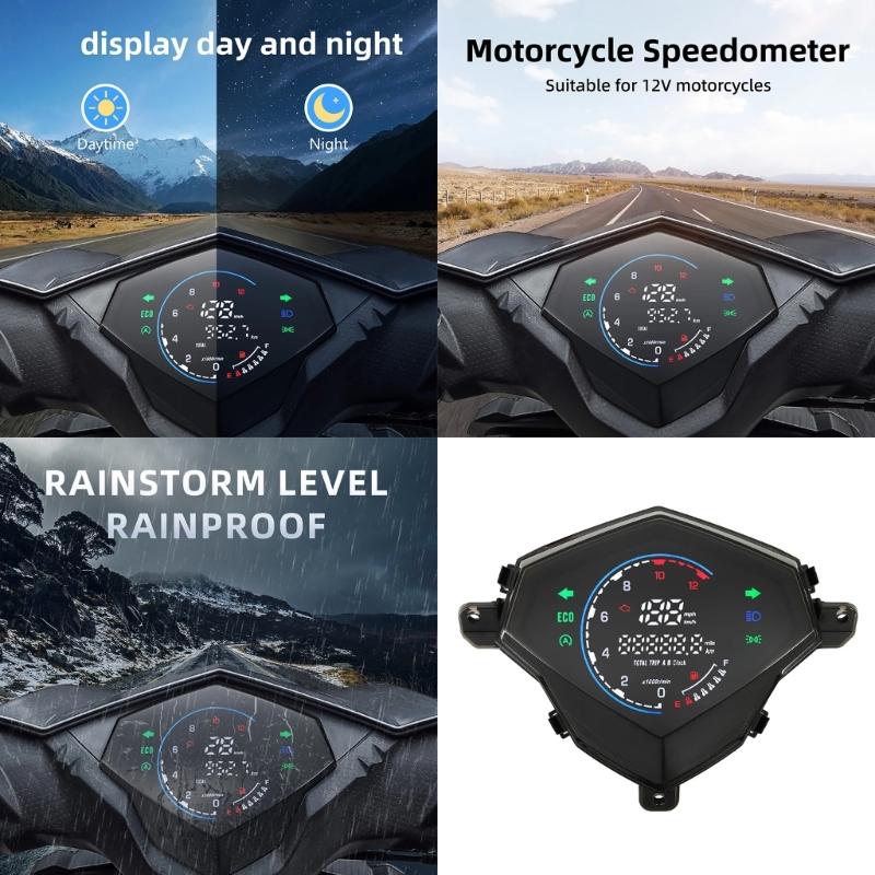 LED Color Film Tachometer Instrument Digital Motorbike Dashboard with Speedometer Gauge 12V for Mio 125 MIO I125 Mio 110