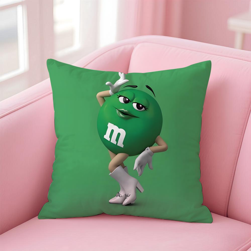 cartoon M-M&M's Cushion Cover Home & Car Multi-Scene Pillow Cover - Reversible, Soft & Durable for Daily Use