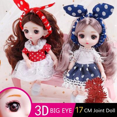 17 CM Mini Mobile 13 Bambole Snodate Ragazze Giocattolo 3D Grandi Occhi BJD Principessa Abiti Completi Collezione di Abiti Per Bambini Regalo bambola