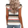 Damen Mode V-Ausschnitt Gestreifter Print Kurzarm Top