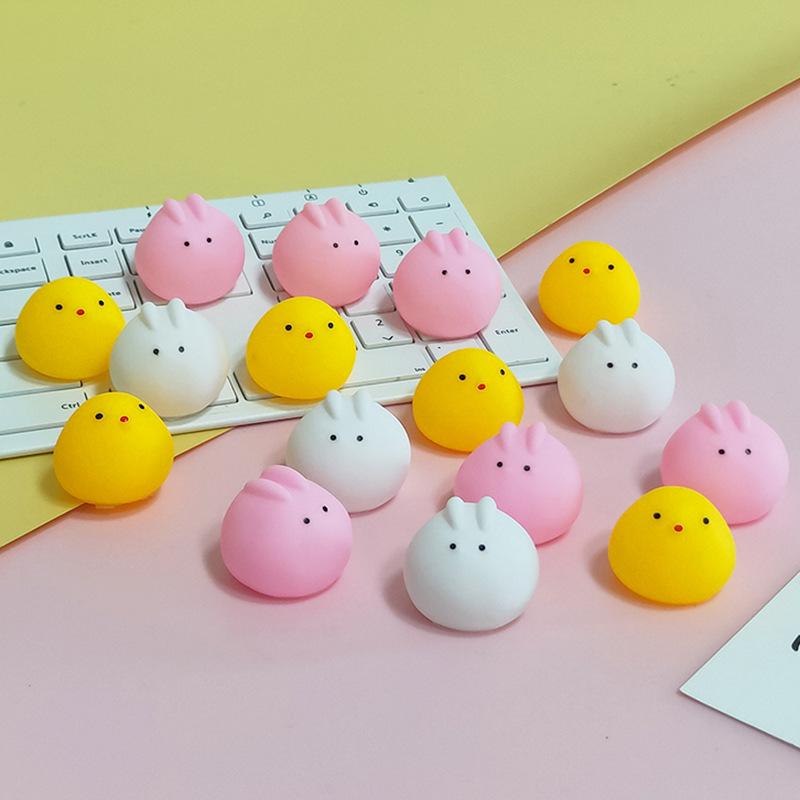 Cute Squeaky Chicken & Rabbit Squeeze Toys, Stress Relief Funny Sound Bath Toys For Kids