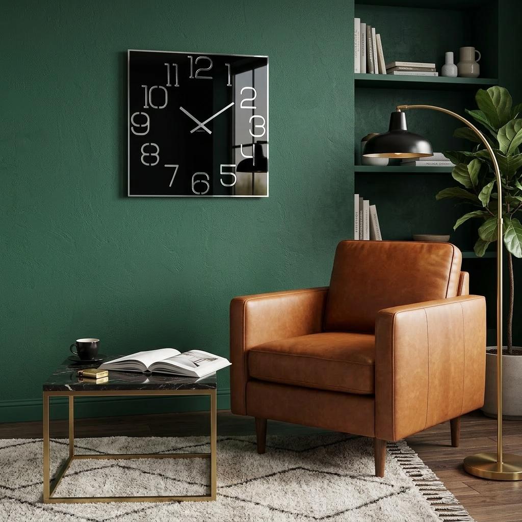 Large black digital wall clock 50cm
