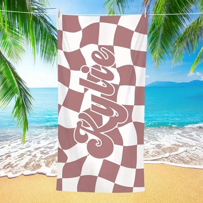 Personalized Beach Towel Custom Name Cross Border Microfiber Beach Towel Anti-Sand Super Absorbent Bath Towel Large Quick Drying