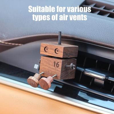 Odorizant de aer auto din lemn cu picioare oscilante, difuzor cu clip de ventilație acționat de vânt pentru aromaterapie, decorațiune de bord realizată manual