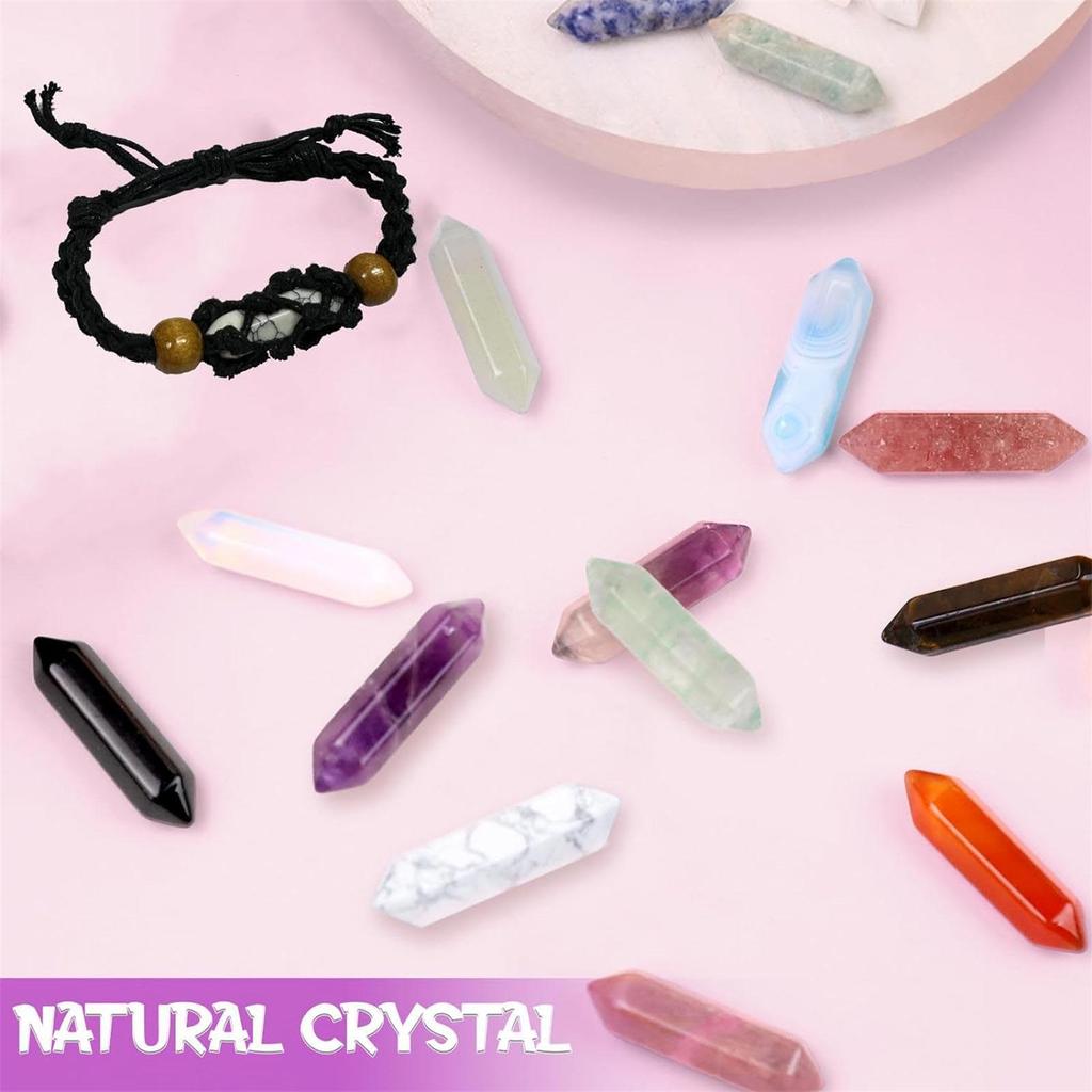 Countdown Calendar Crystal Kit Healing Stones Kit with Crystal Necklace Holder Gifts for Women Kids Girls Boys Collection