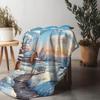 Tuniu Winter Scenery Blanket Watercolor Snowman Sofa Bed Throw Blanket for Kids Teens Adults