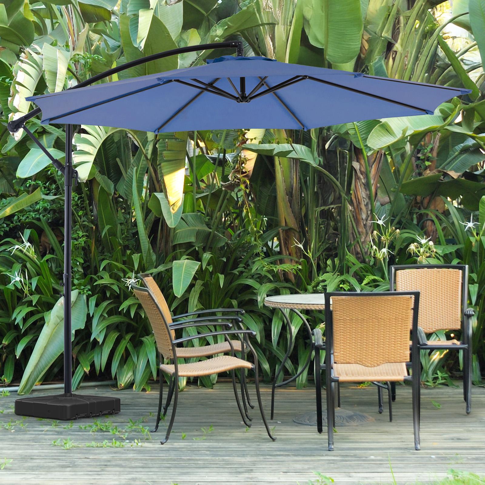 

JHK 10FT Outdoor Patio Umbrella Hanging Cantilever with Easy Tilt Adjustment UV Protection 8 Sturdy Ribs for Backyard Garden синий