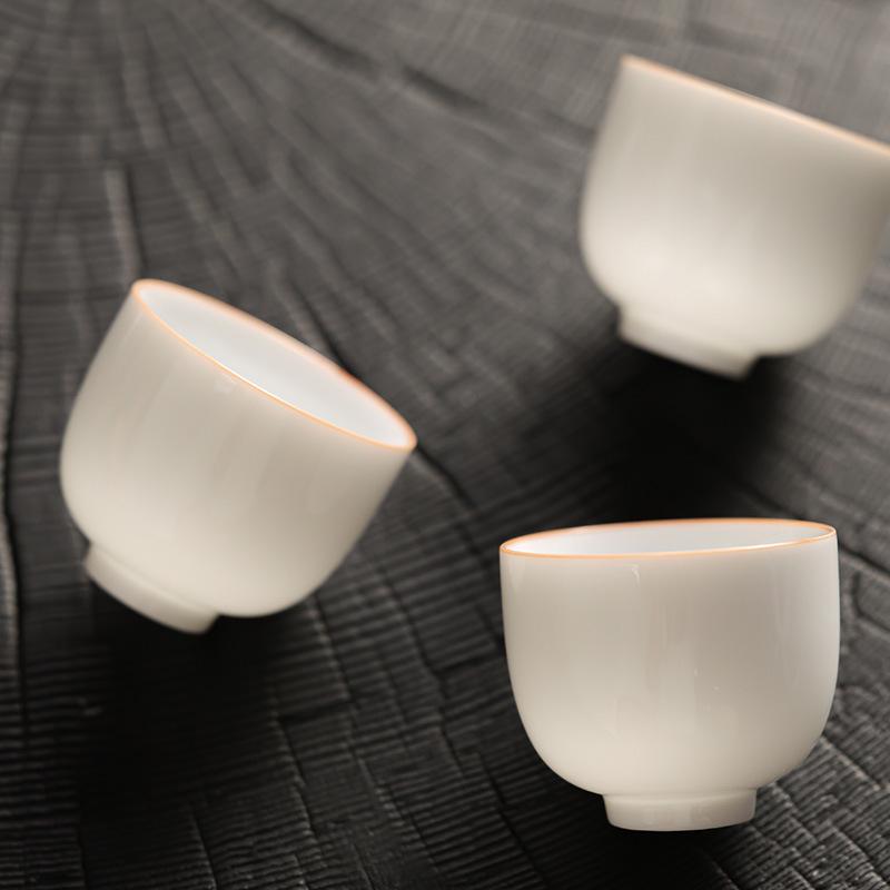 Gold Thread Porcelain Gongfu Tea Cup - Traditional White Ceramic for Home Use