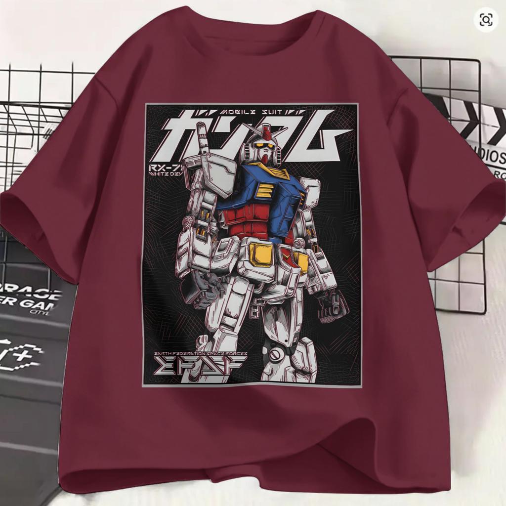 Gundam Tshirt Unisex Hipster Pure Cotton Tee Shirt O Neck Short Sleeve T Shirt Printing Tops