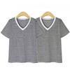 Summer Casual Striped T Shirt Pinstripe T-Shirt V-Neck T-Shirt Classic-Fit Short Sleeve T-Shirt for Female Women's Commuter Fashion T-Shirt