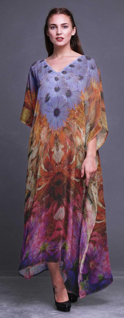 Phagun Daisy & Wild Flower Floral Ladies Kaftan Holiday Loungewear Maxi Dress Beach