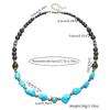 Men's Handmade Turquoise Punk Necklace with European-American Stone Design