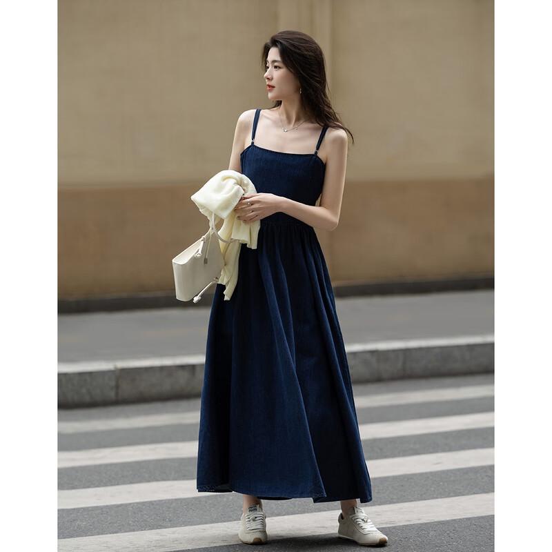 Demana Vintage Denim A-Line Adjustable Strap Dress